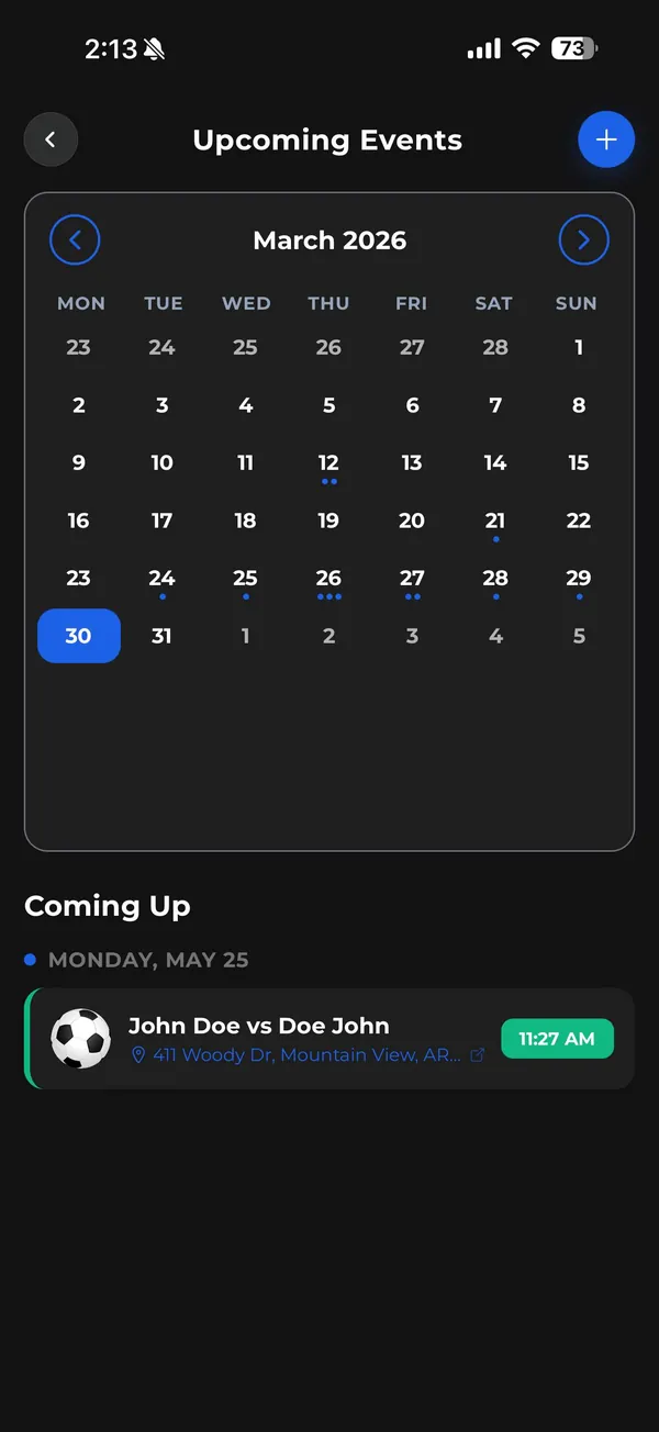 Athlo team calendar and schedule