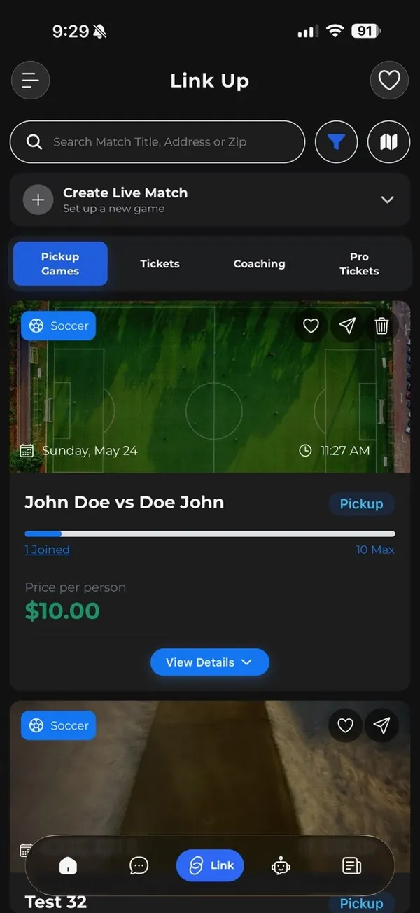 Athlo LinkUp pickup games nearby
